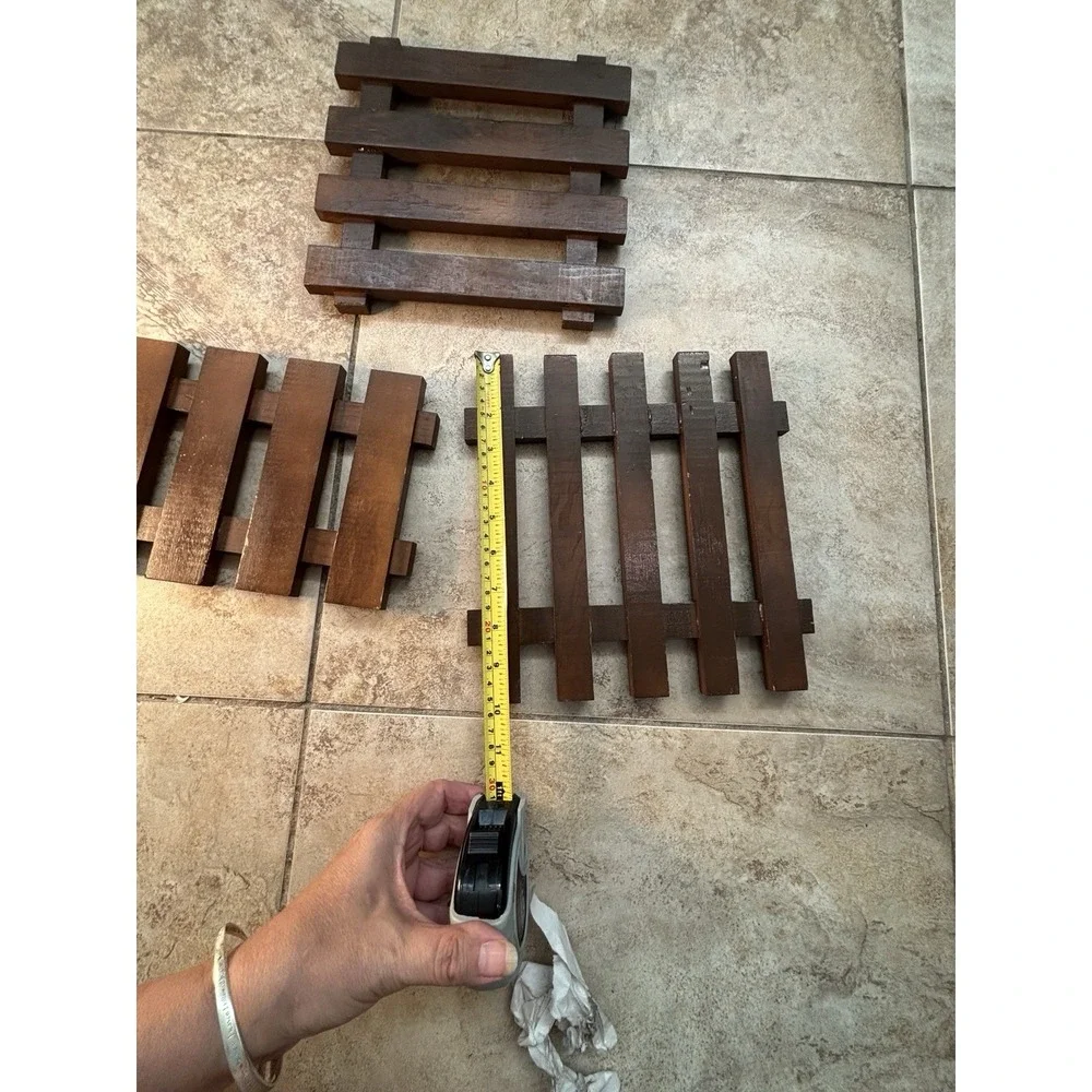 Vintage Handmade Wood Trivets Set of 3 Slatted Hot Pads Rustic Tongue Groove
